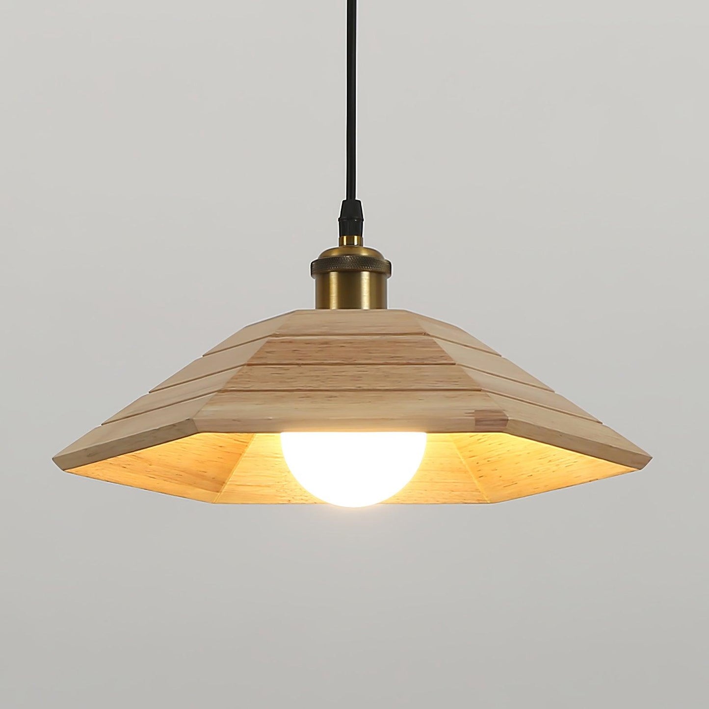 Aeyee Wood Pendant Light Dia 13″ x H 5.9″ / Dia 33cm x H 15cm / Nature Wood Pendant light