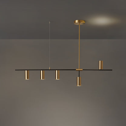Cassandra Linear Chandelier 5-lights: L 52″ x H 25.2″ / Gold & Black 1001 Chandelier