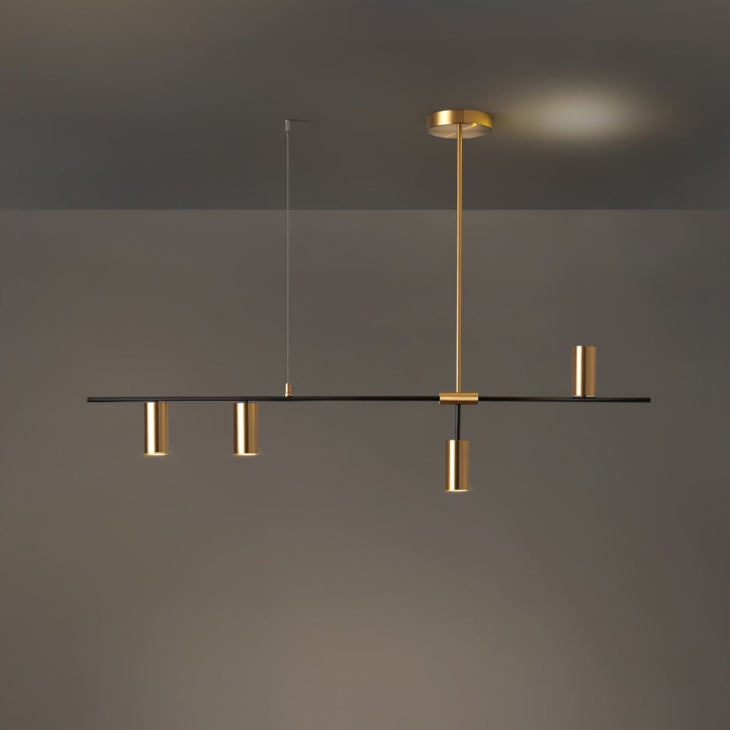 Cassandra Linear Chandelier 4-lights: L 47.2″ x H 24.4″ / Gold & Black 1001 Chandelier