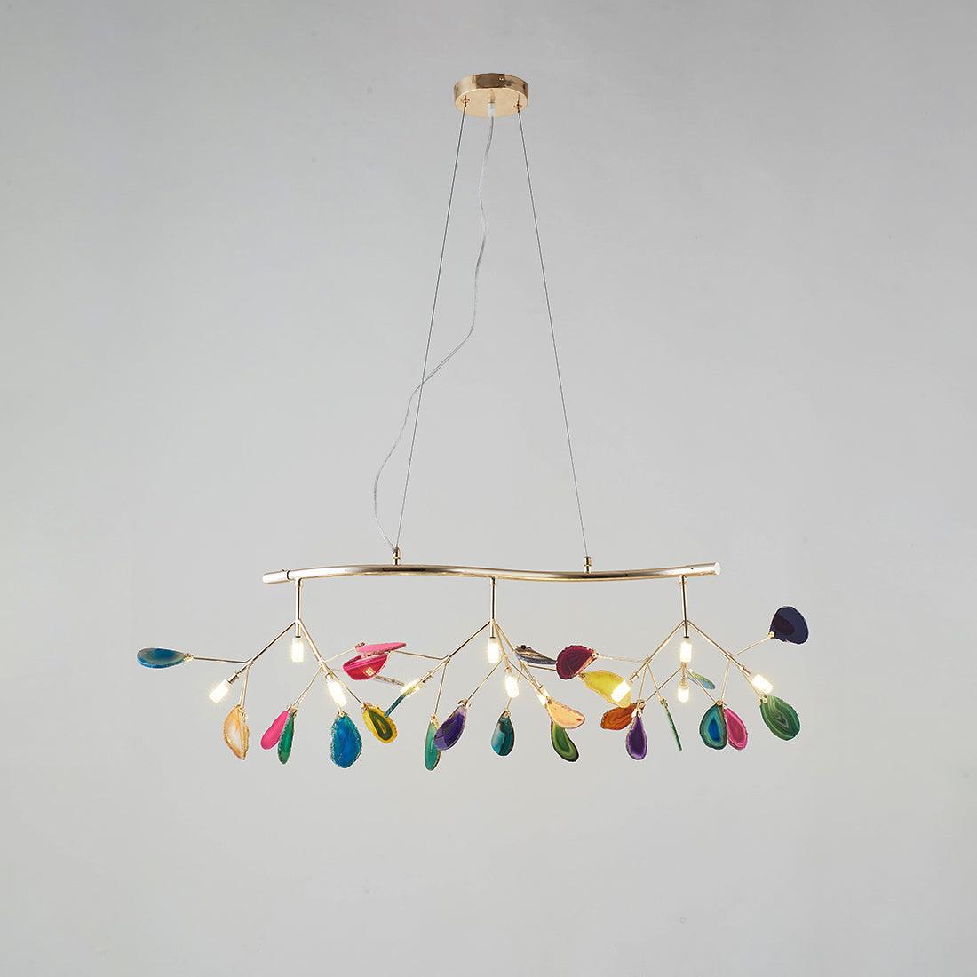 Agate Flake Chandelier 12 heads L 35.8″ x H 9″/ L 91cm x H 23cm / Multicolor Chandelier