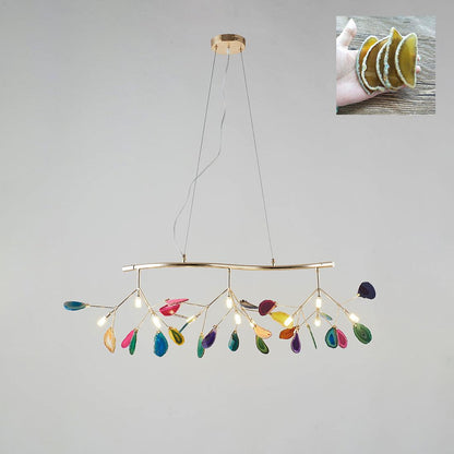 Agate Flake Chandelier 12 heads L 35.8″ x H 9″/ L 91cm x H 23cm / Yellow Chandelier