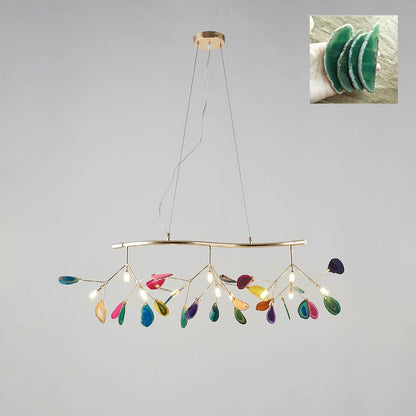 Agate Flake Chandelier 12 heads L 35.8″ x H 9″/ L 91cm x H 23cm / Green Chandelier