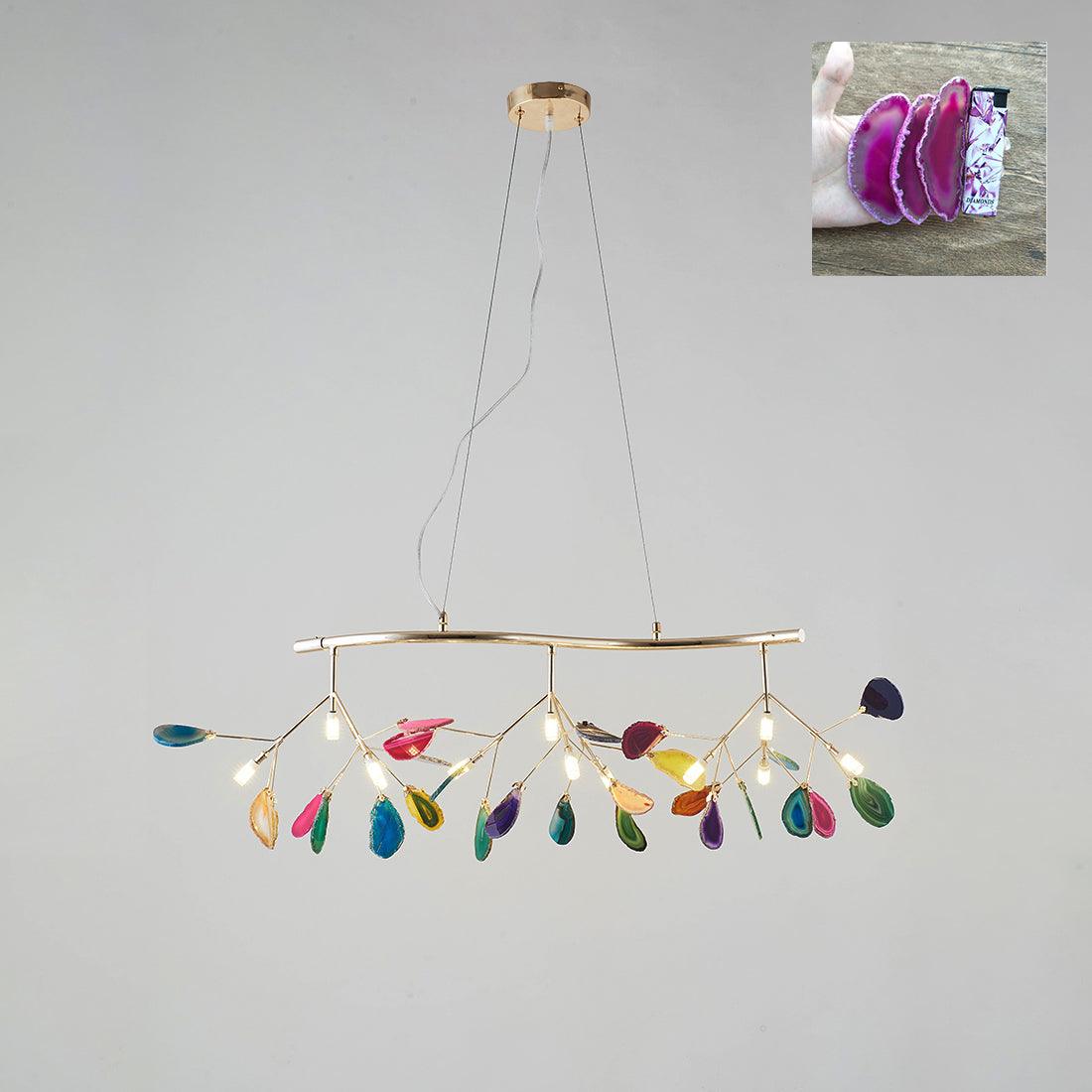 Agate Flake Chandelier 12 heads L 35.8″ x H 9″/ L 91cm x H 23cm / Pink Chandelier