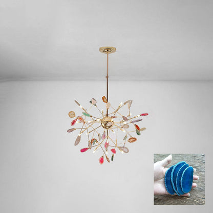 Agate Flake Chandelier 20 heads ? 29.5″ x H 21.7″/ Dia 75cm x H 55cm / Blue Chandelier