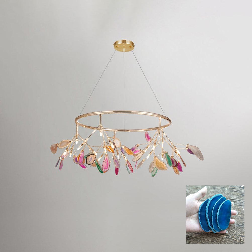Agate Flake Chandelier 20 heads ? 34.6″ x H 19.7″/ Dia 88cm x H 50cm / Blue Chandelier