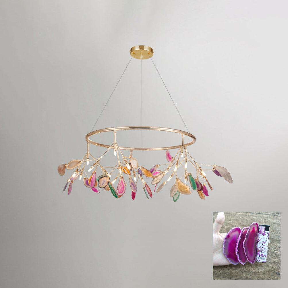 Agate Flake Chandelier 20 heads ? 34.6″ x H 19.7″/ Dia 88cm x H 50cm / Pink Chandelier