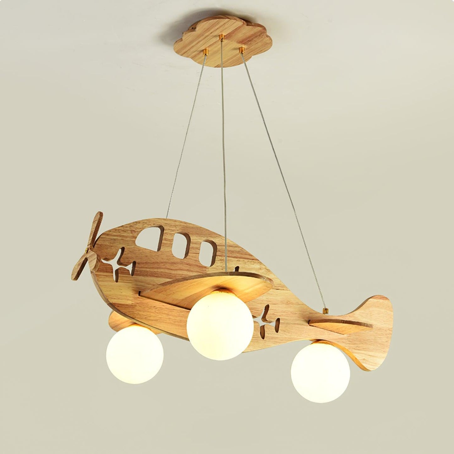 Airplane Pendant Lamp Dia 27.1″ x H 9″/ Dia 69cm x H 23cm / Wood & White Pendant light
