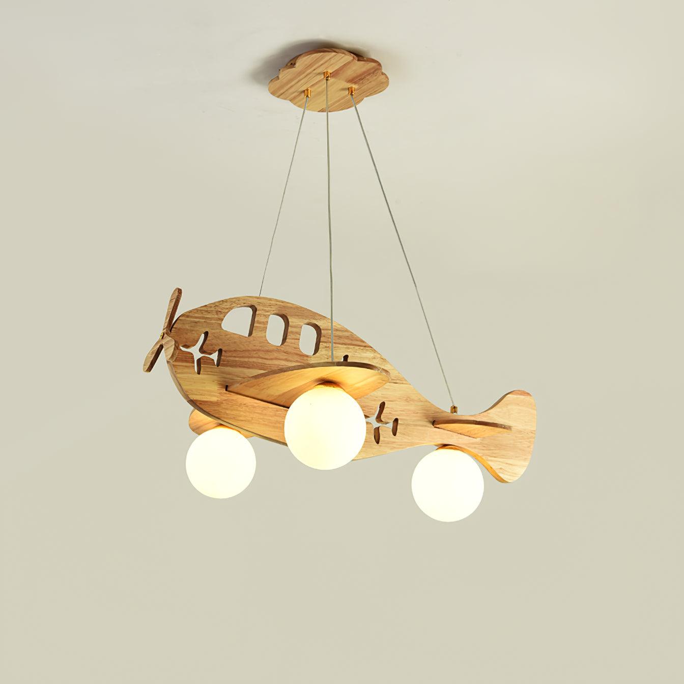 Airplane Pendant Lamp Dia 18.1″ x H 5.9″/ Dia 46cm x H 15cm / Wood & White Pendant light