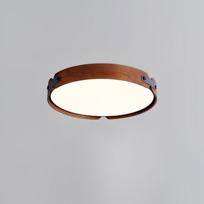 Aiwen Wood Ceiling Light Dia 16.5″ x H 2.7″ / Dia 42cm x H 7cm (Power ~ 27W) / Walnut Color / Warm Light Ceiling lamp