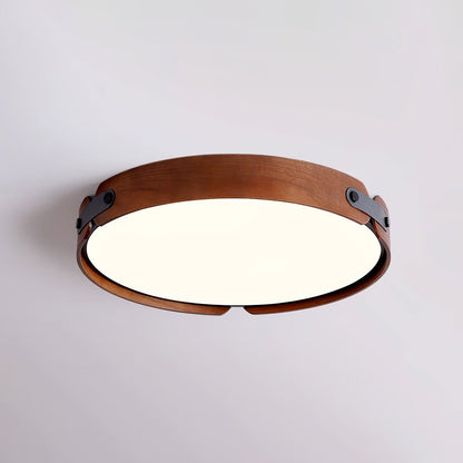 Aiwen Wood Ceiling Light Dia 28.3″ x H 2.7″ / Dia 72cm x H 7cm (Power ~ 84W) / Walnut Color / Warm Light Ceiling lamp