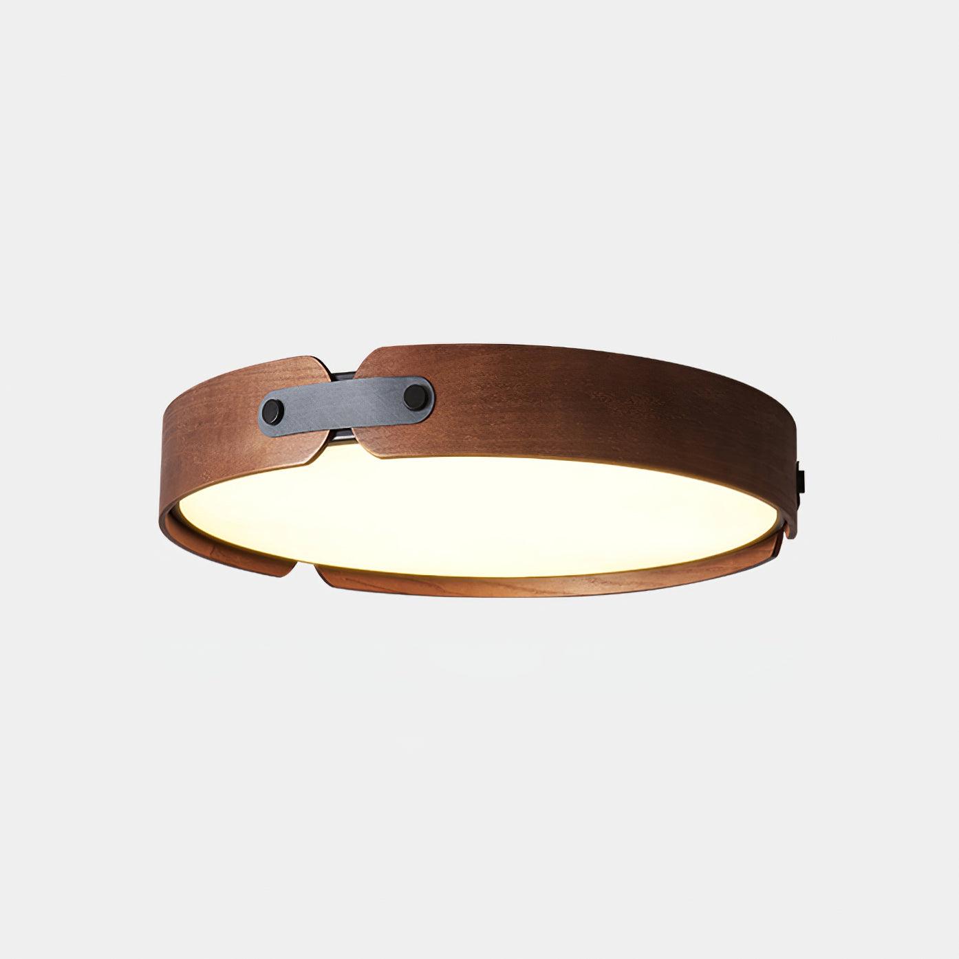 Aiwen Wood Ceiling Light Dia 22″ x H 2.7″ / Dia 56cm x H 7cm (Power ~ 36W) / Walnut Color / Warm Light Ceiling lamp