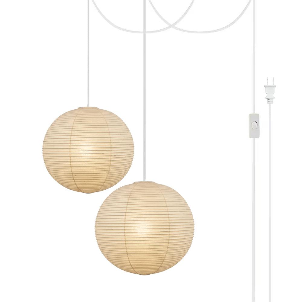 Akari A Pendant Swag Light ? 11.8″ + ? 17.7″ / Dia 30cm + 45cm (2 hooks) / White / US Plug Pendant light