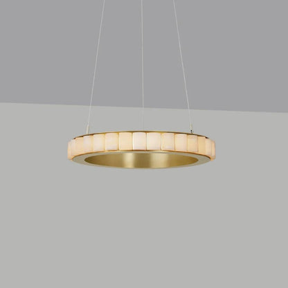 Alabaster Avalon Halo Chandelier Dia 23.6″ x H 3.1″ / Brass / Warm Light Chandelier