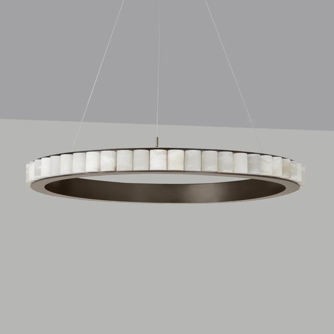 Alabaster Avalon Halo Chandelier Dia 31.5″ x H 3.1″ / Black / Warm Light Chandelier