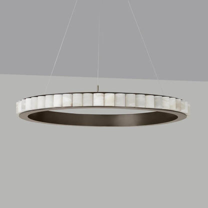 Alabaster Avalon Halo Chandelier Dia 31.5″ x H 3.1″ / Black / Warm Light Chandelier