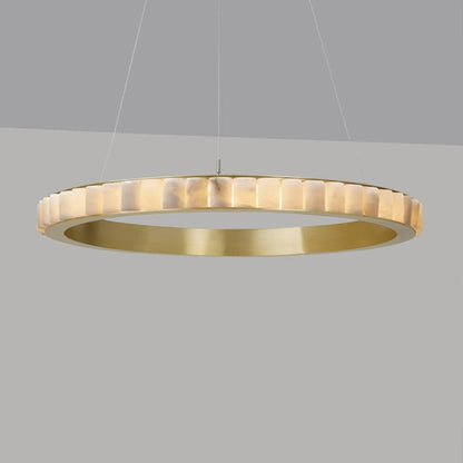 Alabaster Avalon Halo Chandelier Dia 31.5″ x H 3.1″ / Brass / Warm Light Chandelier