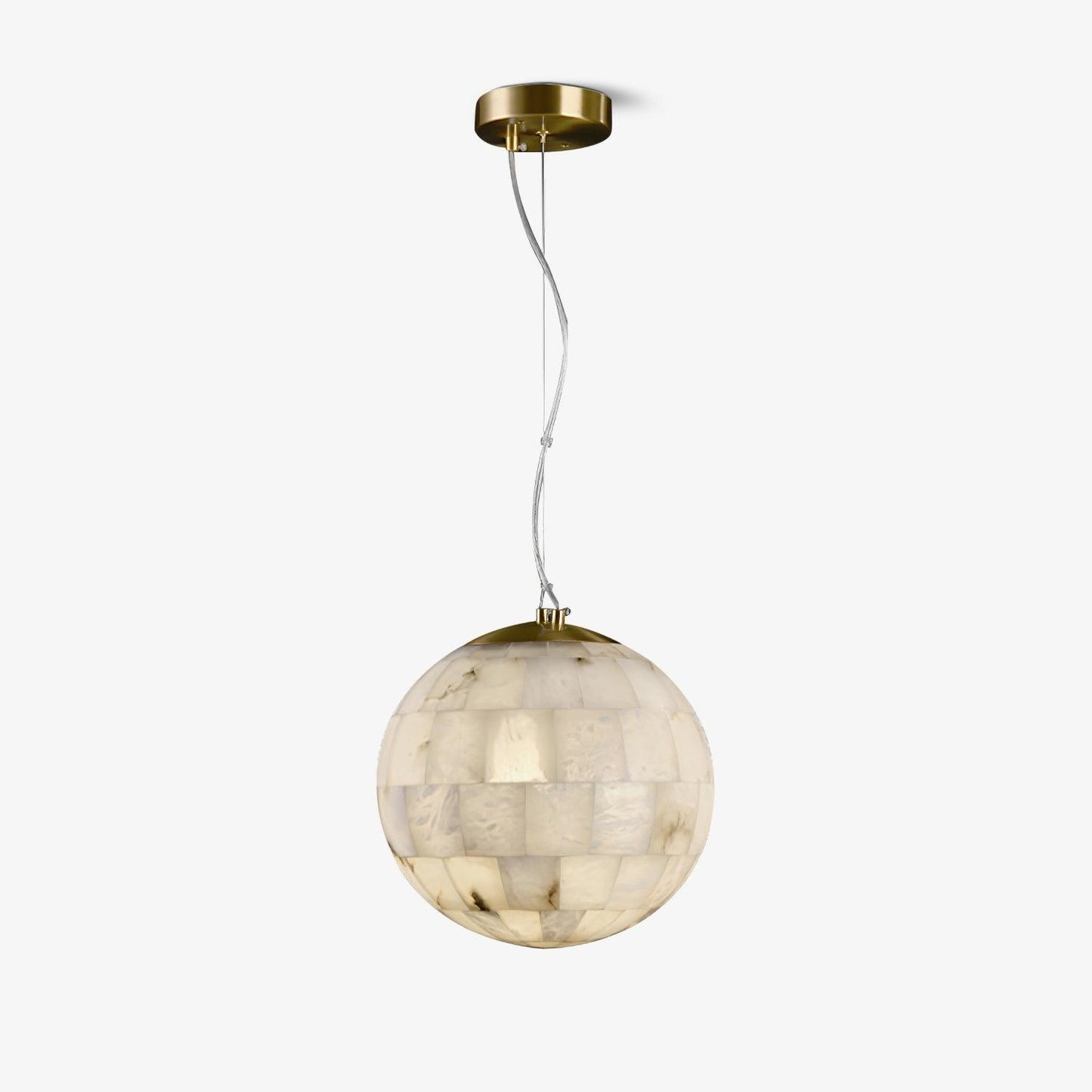 Alabaster Ball Pendant Light Dia 11″ x H 59.1″ / Size: Dia 28cm x H 150m / Brass & White Pendant light