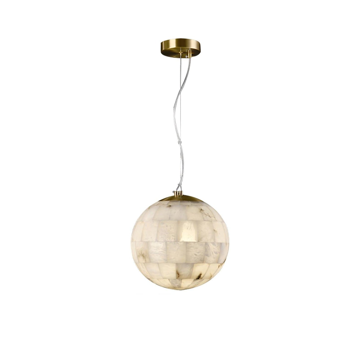 Alabaster Ball Pendant Light Dia 11″ x H 59.1″ / Size: Dia 28cm x H 150m / Brass & White Pendant light