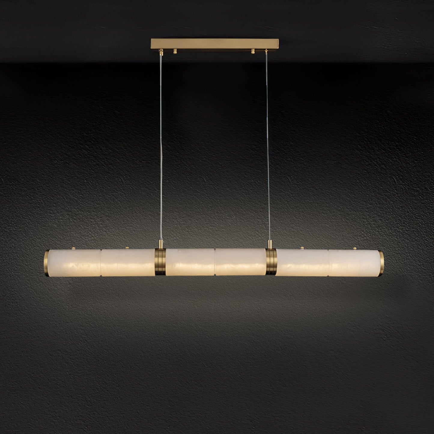 Alabaster Beam Pendant Light Dia 39.4″ x H 59.1″ / Dia 100cm x H 150cm / Brass & White / Three-Color Changing Light