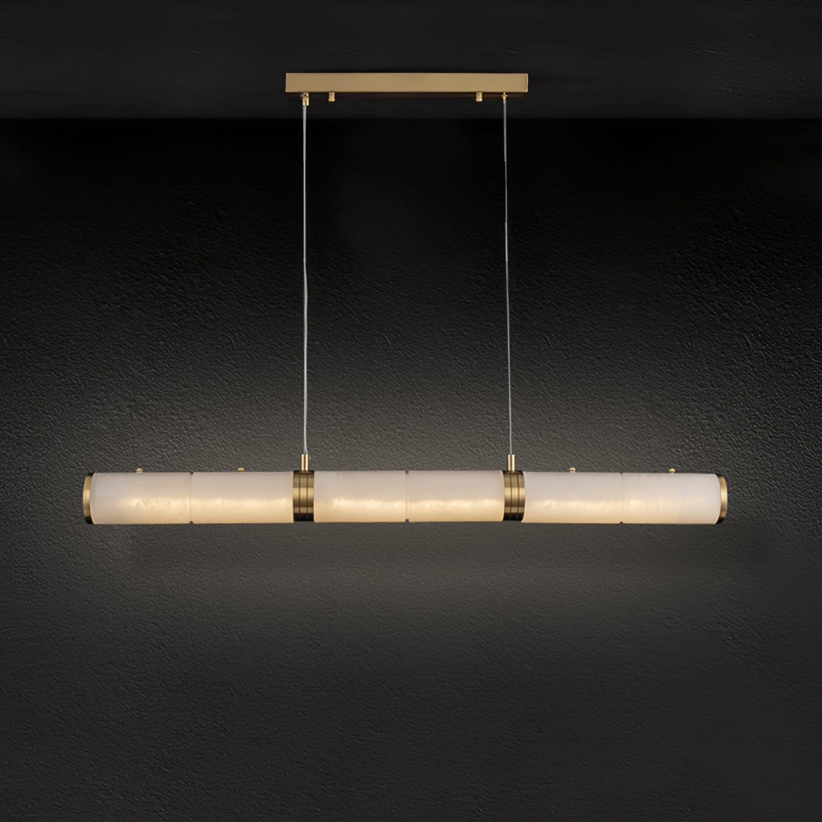 Alabaster Beam Pendant Light Dia 39.4″ x H 59.1″ / Dia 100cm x H 150cm / Brass & White / Three-Color Changing Light