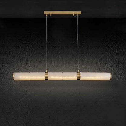 Alabaster Beam Pendant Light Dia 39.4″ x H 59.1″ / Dia 100cm x H 150cm / Brass & White / Three-Color Changing Light