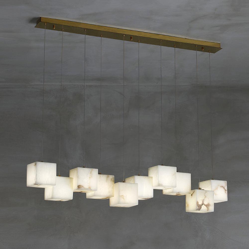Alabaster Box Pendant Light 10 Heads: W 4.7″ x L 47.2″ / W 12 cm x L 120 cm / Gold & White Pendant light