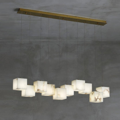 Alabaster Box Pendant Light 10 Heads: W 4.7″ x L 47.2″ / W 12 cm x L 120 cm / Gold & White Pendant light