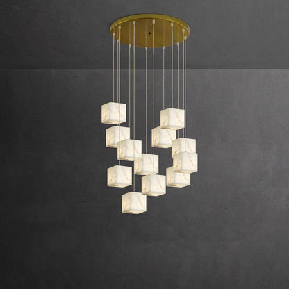Alabaster Box Pendant Light 12 Heads: W 4.7″ x L 15.7″ / W 12 cm x L 40 cm / Gold & White Pendant light