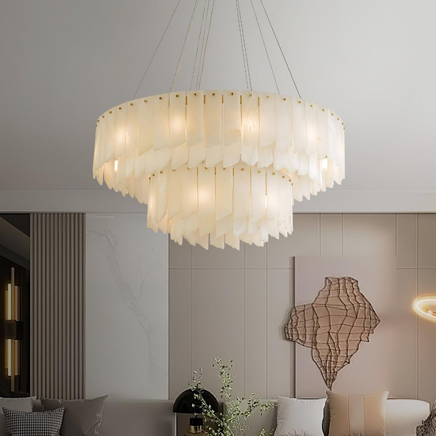 Alabaster Cascade Tiered Chandelier Chandelier