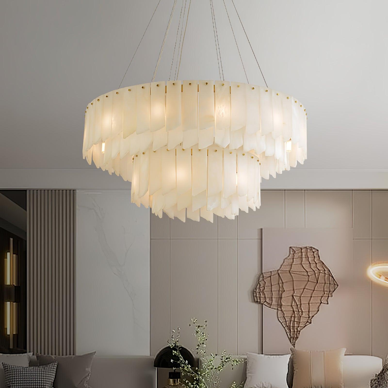 Alabaster Cascade Tiered Chandelier Chandelier