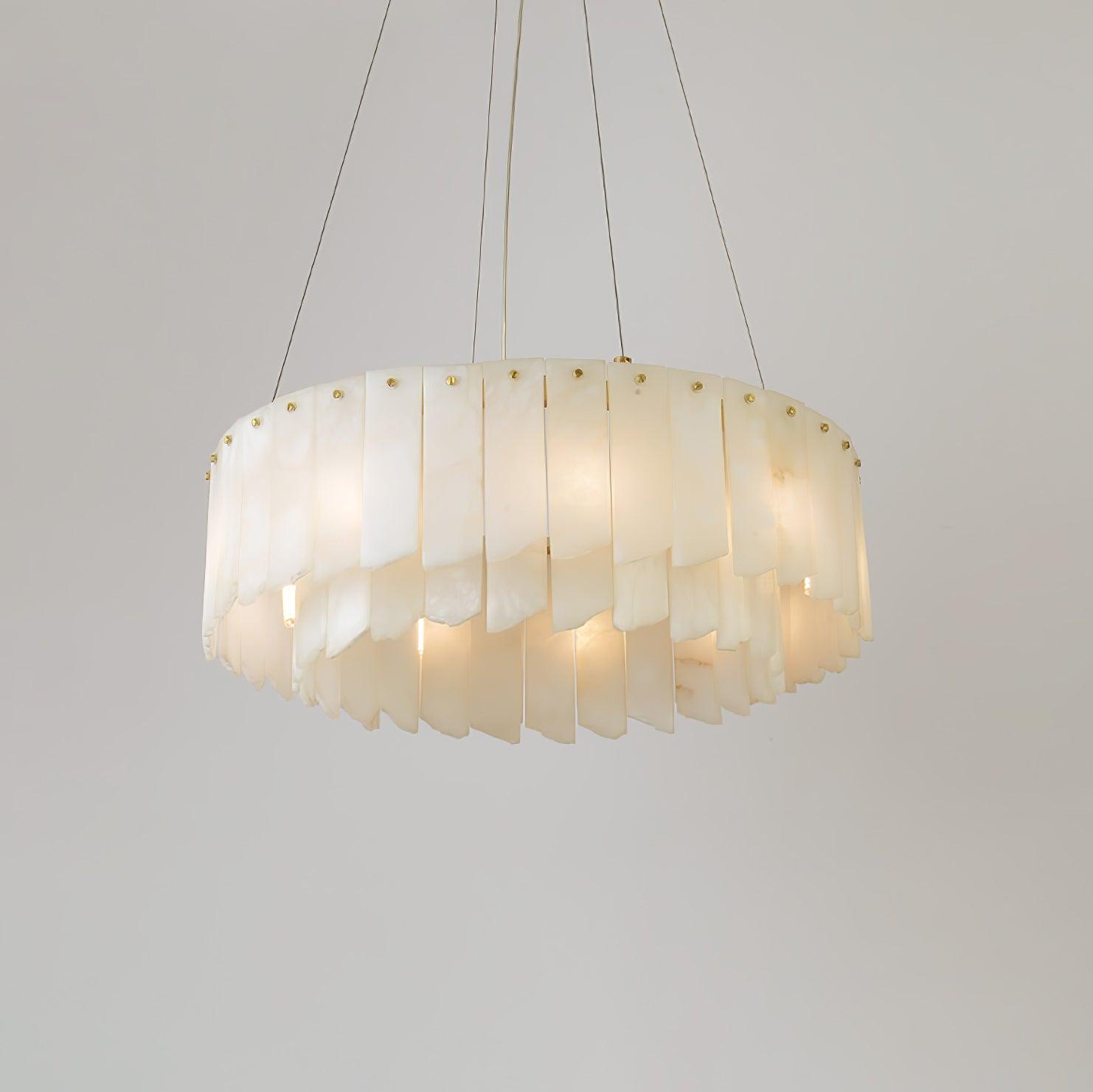 Alabaster Cascade Tiered Chandelier Dia 22.4″ x H 59″ / Dia 57cm x H 150cm / Brass & White Chandelier