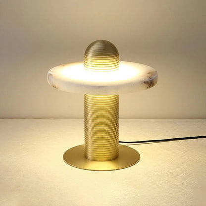 Alabaster Comet Table Lamp Dia 11″ x H 12.2″/ Dia 28cm x H 31cm / Gold & White / US Plug Table lamp
