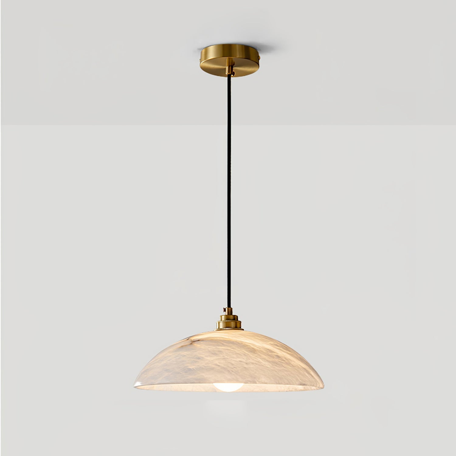 Alabaster Dome Pendant Lamp Dia 11.8″ x H 5.9″ / Dia 30cm x H 15cm / Brass & White Pendant light
