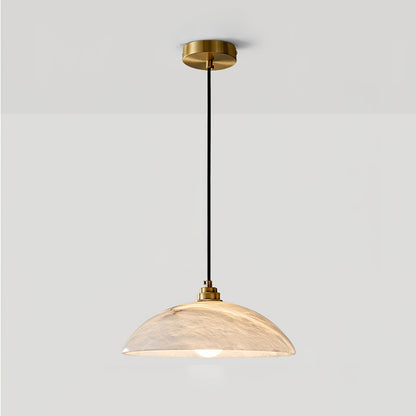 Alabaster Dome Pendant Lamp Dia 11.8″ x H 5.9″ / Dia 30cm x H 15cm / Brass & White Pendant light