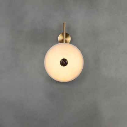 Alabaster Eclipse Wall Light ? 11.8″ x H 18.1″ / Brass & White Wall lamp