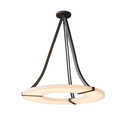 Alabaster Halo Pendant Light Dia 23.6″ x H 19.7″ / Dia 60cm x H 50cm / Black & White / Warm Light Chandelier