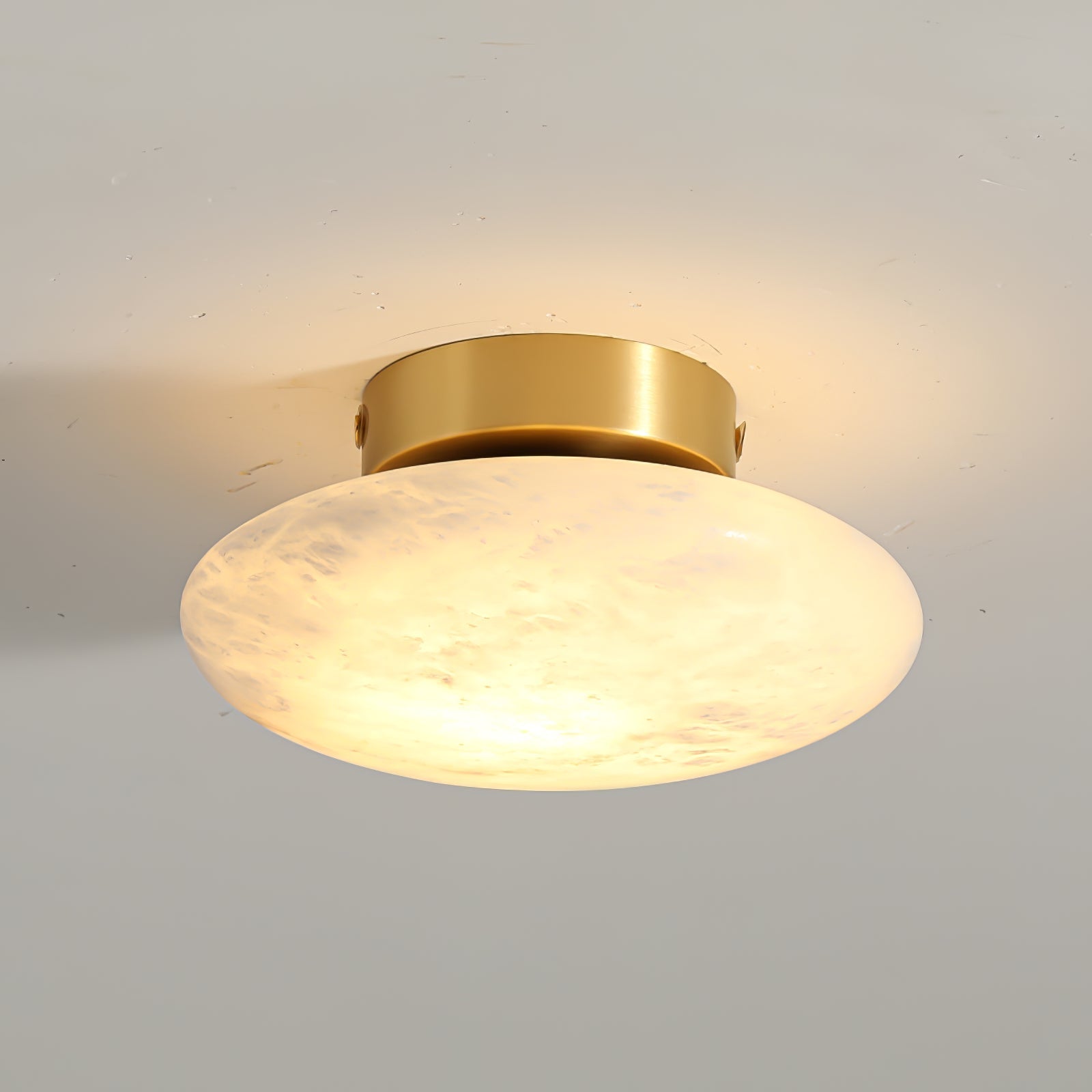 Alabaster Oval Ceiling Lamp Dia 7.9″ x H 3.9″ / Brass & White / Warm Light Ceiling lamp