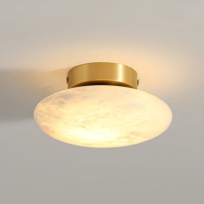 Alabaster Oval Ceiling Lamp Dia 7.9″ x H 3.9″ / Brass & White / Warm Light Ceiling lamp
