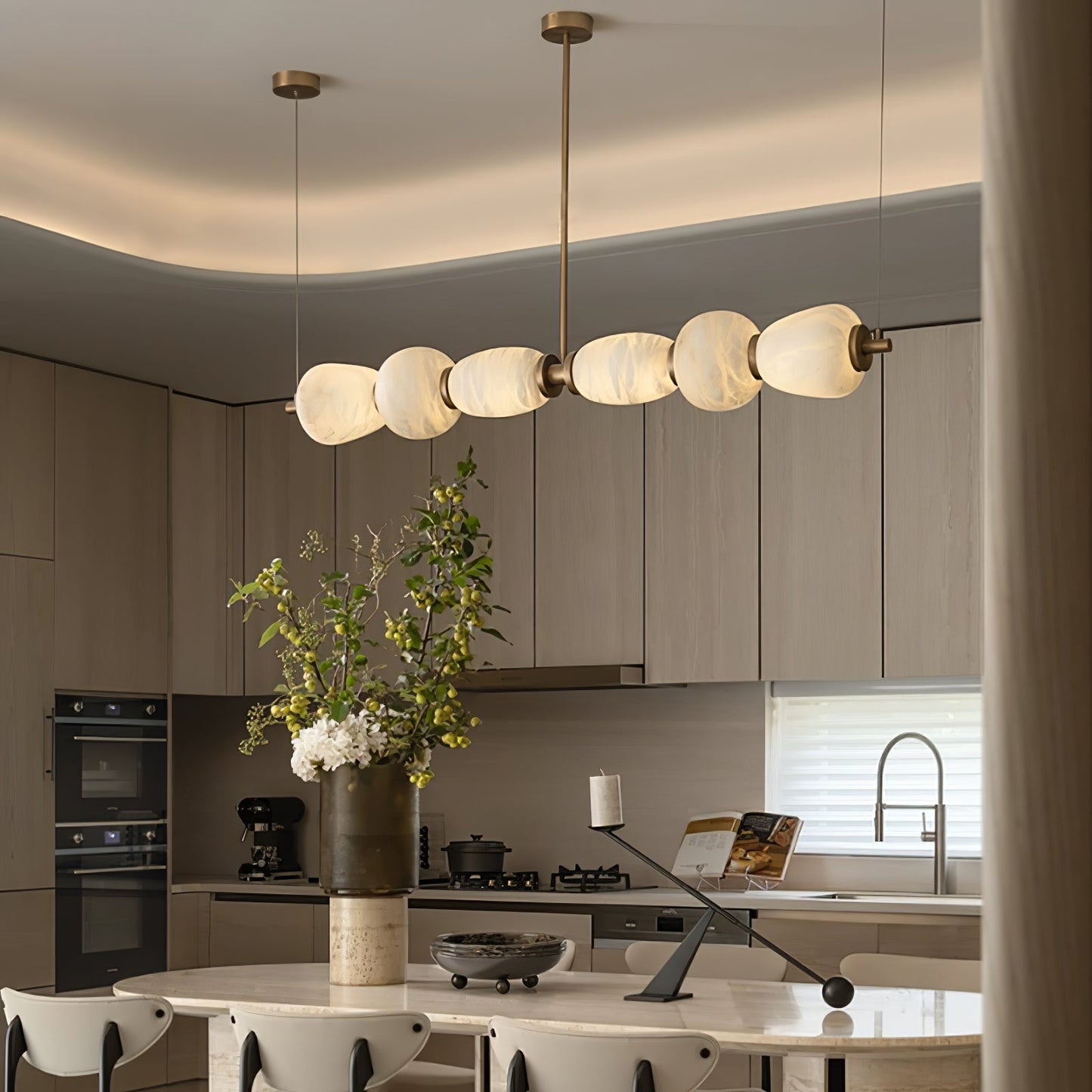 Alabaster Pebble Linear Chandelier