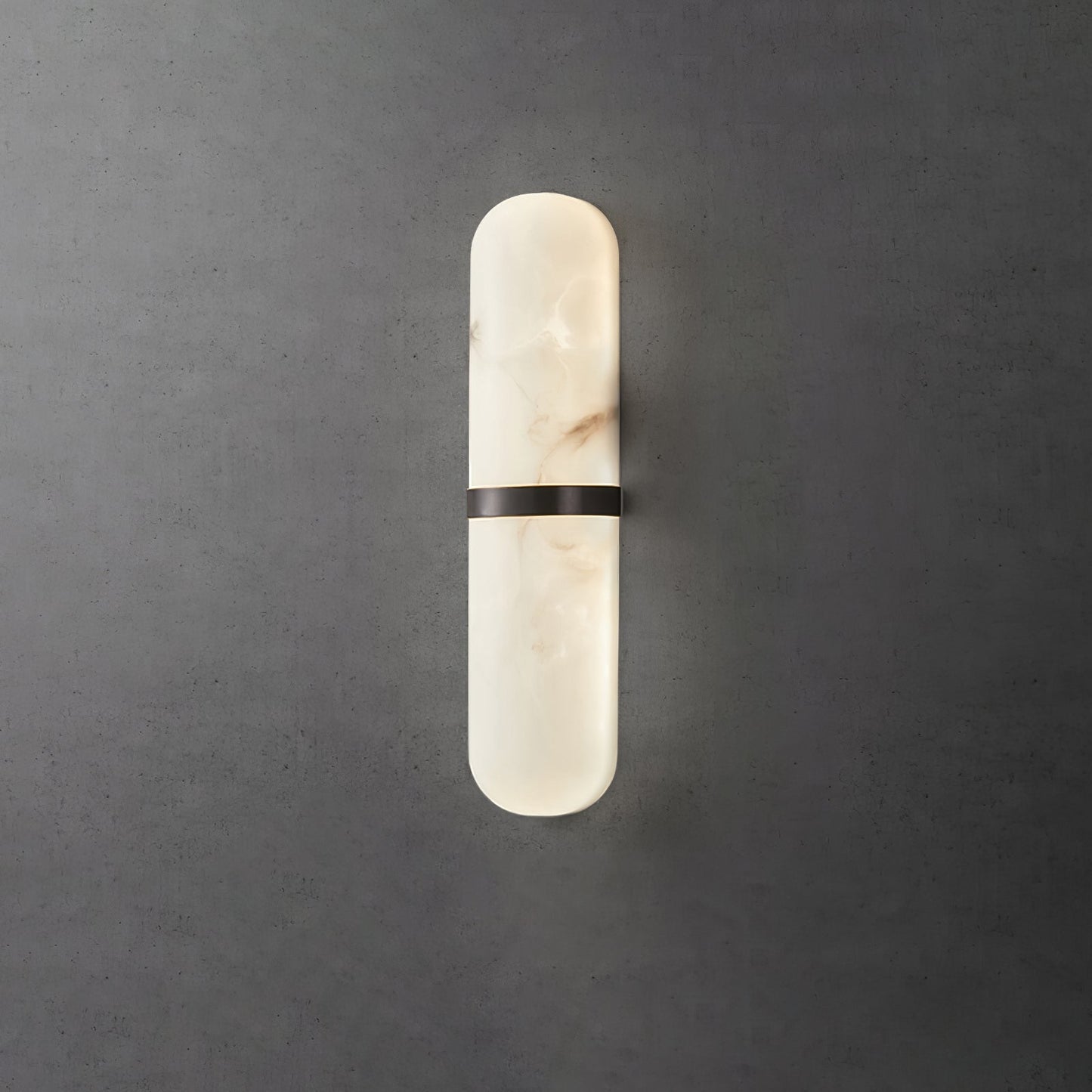 Alabaster Pill Wall Light ? 3.5″ x H 15.7″ / Black & Warm Light / Single Wall lamp