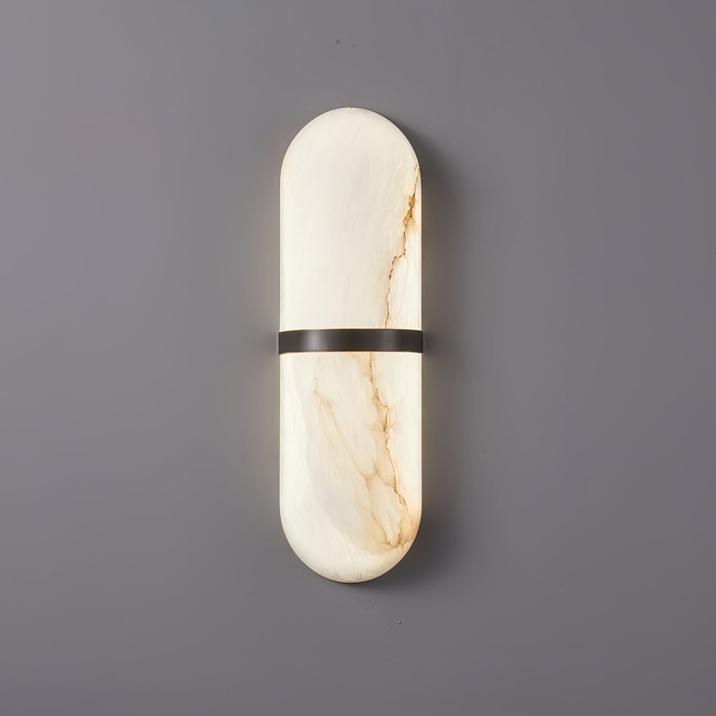 Alabaster Pill Wall Light ? 4.7″ x H 15.7″ / Black & Warm Light / Single Wall lamp