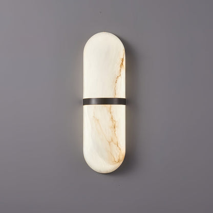 Alabaster Pill Wall Light ? 4.7″ x H 15.7″ / Black & Warm Light / Single Wall lamp