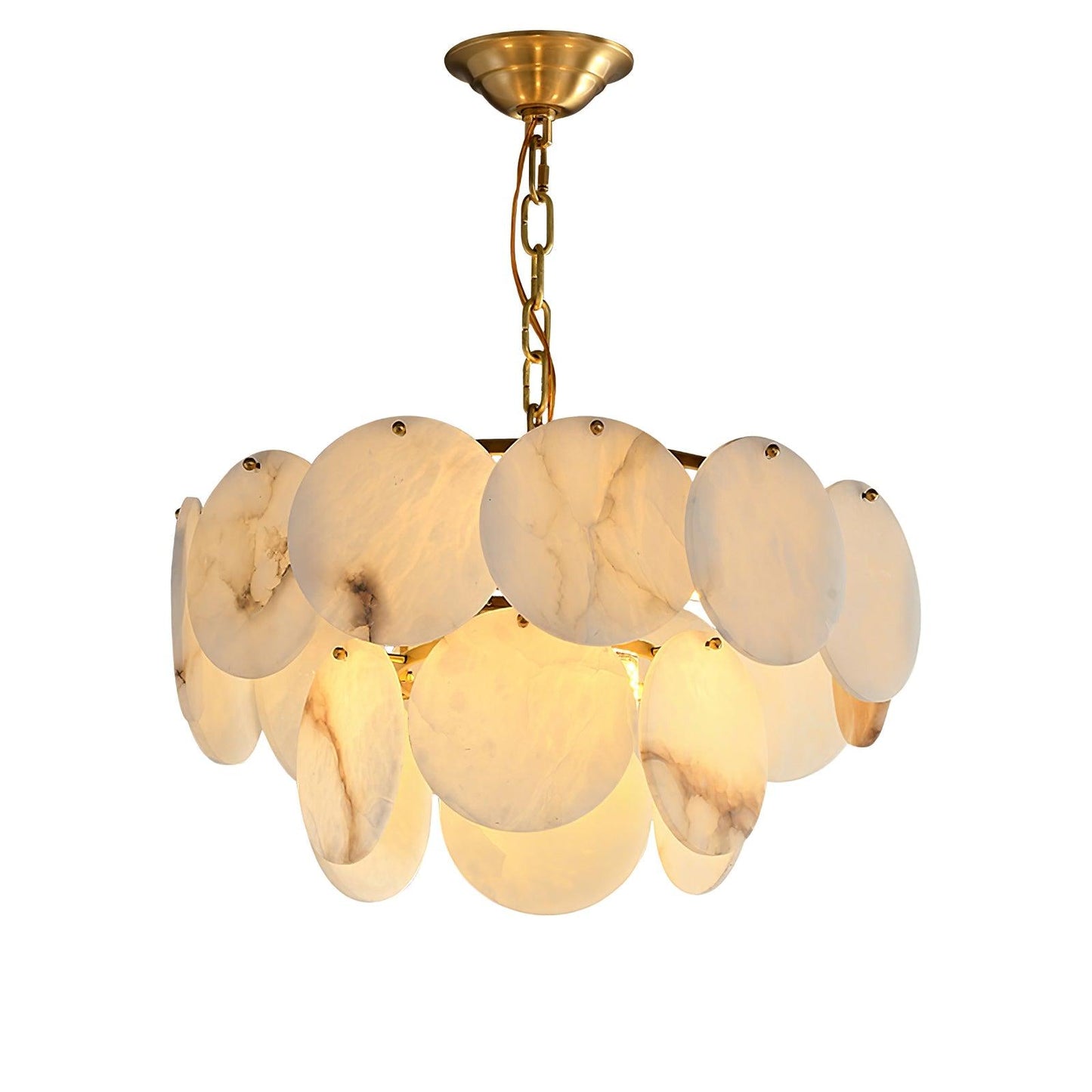 Alabaster Shell Brass Chandelier 2 layers Dia 17.7″ x H 17.7″ / Dia 45cm x H 45cm (E14*6) / Brass & White Chandelier