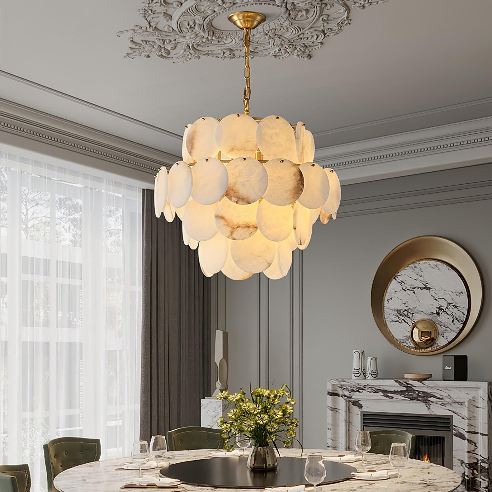 Alabaster Shell Brass Chandelier Chandelier