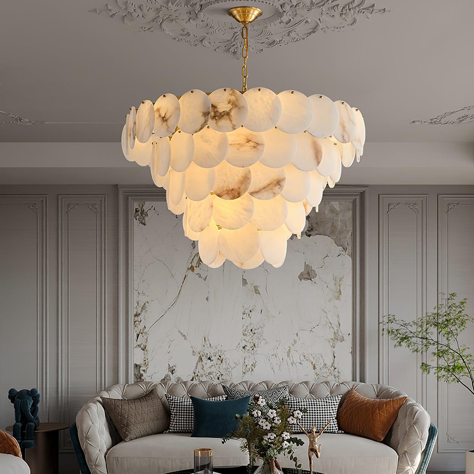 Alabaster Shell Brass Chandelier Chandelier