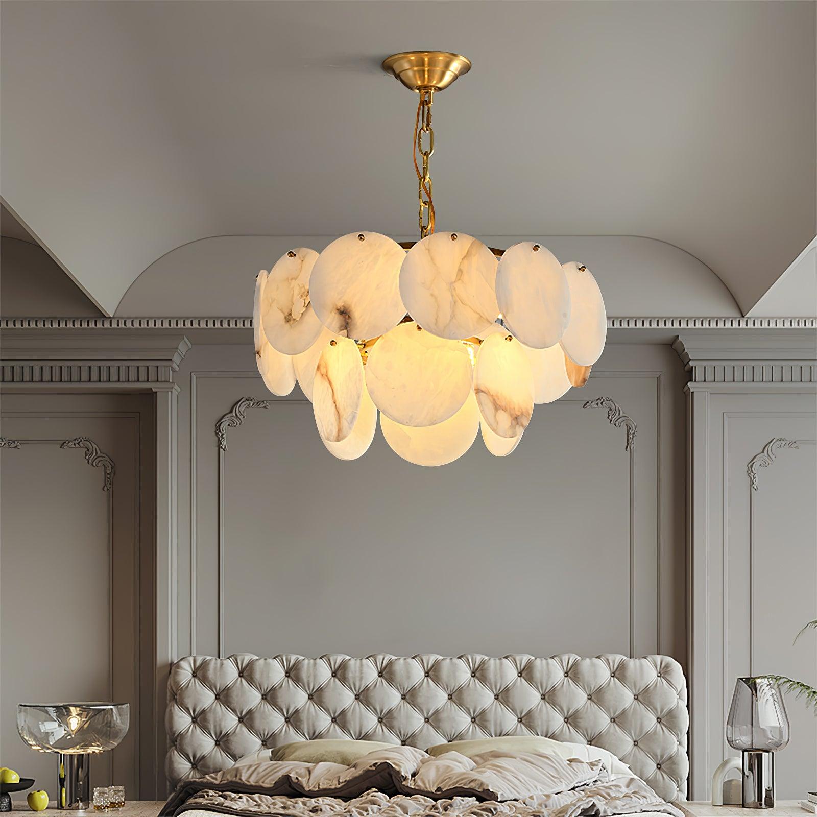 Alabaster Shell Brass Chandelier Chandelier