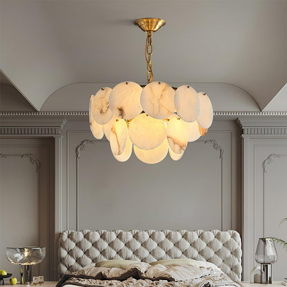 Alabaster Shell Brass Chandelier Chandelier
