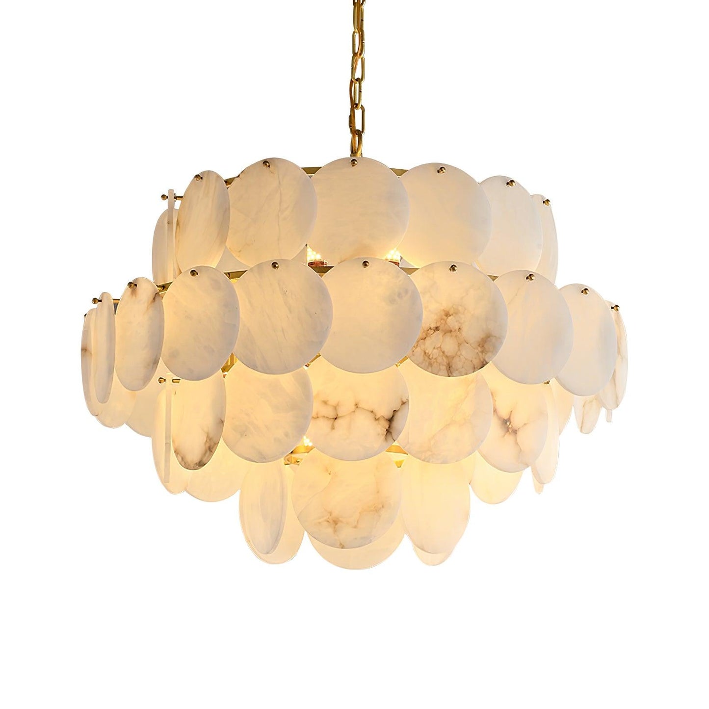Alabaster Shell Brass Chandelier 4 layers Dia 31.5″ x H 29.5″ / Dia 80cm x H 75cm (E14*21) / Brass & White Chandelier