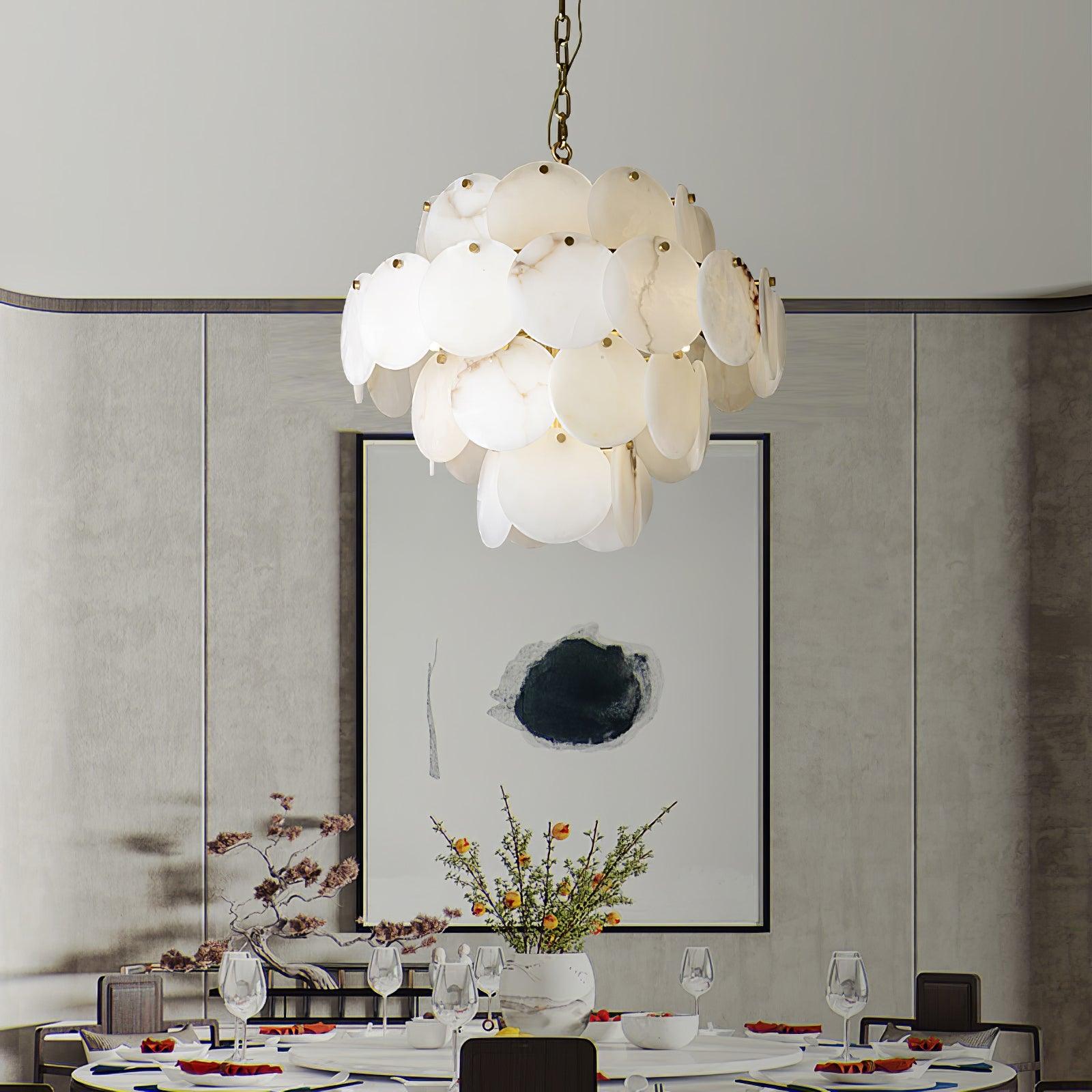 Alabaster Shell Brass Chandelier Chandelier