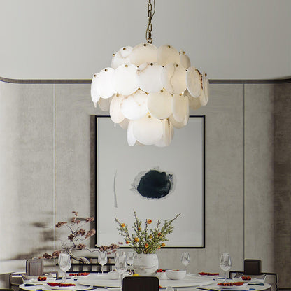 Alabaster Shell Brass Chandelier Chandelier